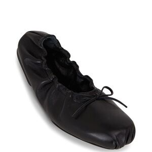 KHAITE Black Ashland Leather Ballet Flats